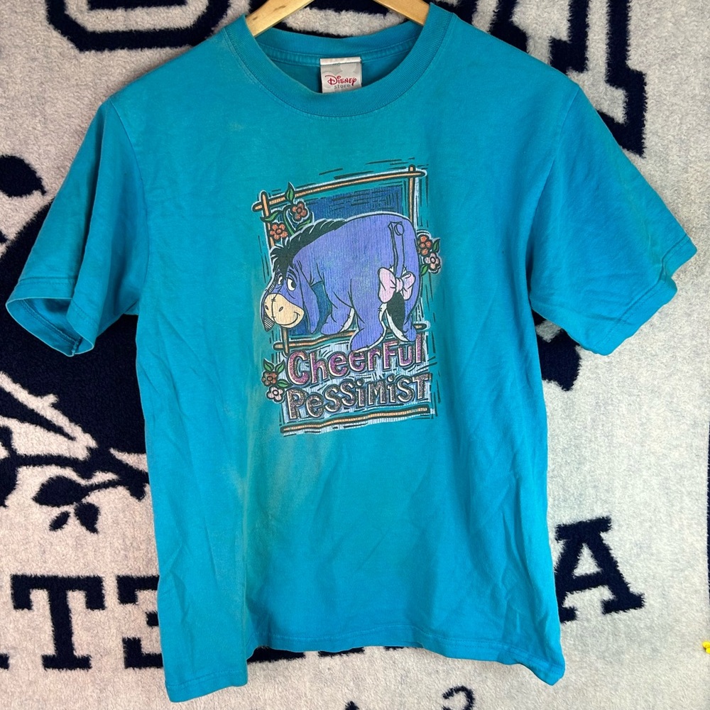Disney Eeyore Blue Short Sleeve Tee Faded Small Vintage Y2K
